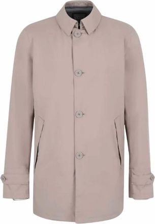 Herno Mens Single-Breasted Raincoat In Natural