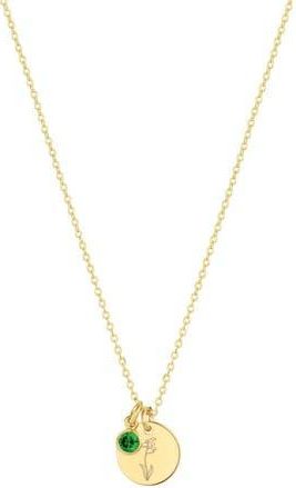 Set & Stones Lily Birth Flower and Birthstone Necklace in Gold /May at Nordstrom