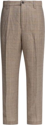 Nn.07 Bruine Broek Prins van Wales Patroon - Heren - Nette broeken - Bruin - W32 L32 - Wol - Broeken