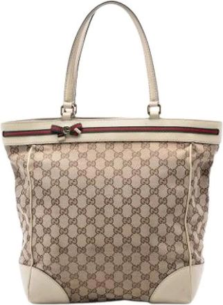 Gucci Pre-owned Tote Bags, female, Beige, Size: ONE SIZE Pre-owned Mayfair Tote Bag