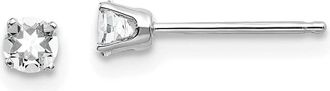 Diamond2Deal 14k White Gold 3mm White Topaz Stud Earrings