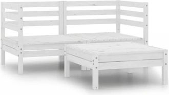 vidaXL Conjunto De Muebles De Jard&iacute;n 3 Pzas Madera Maciza Pino Blanco Vidaxl
