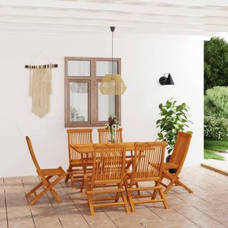 vidaXL Vidaxl - Conjunto De Comedor De Jard&iacute;n 7 Piezas Madera Maciza De Teca