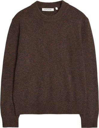 Sunflower Ribbed Wool Crewneck - Heren - Ronde hals truien - Bruin - S - Wol - Truien & Vesten