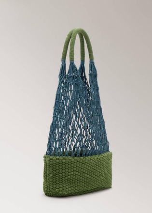 Mango Borsa a tracolla rete cotone blu - Donna - Taglia unica - MANGO