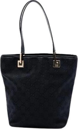 Gucci Pre-owned Tote Bags, female, Black, Size: ONE SIZE Pre-owned Canvas Tote Bag