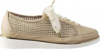 Ron White Womens Novalee Raffia Wedge Sneaker In Nude Leather