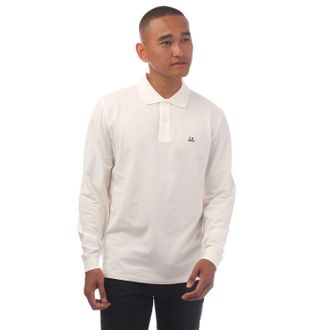 C.P. Company Mens Stretch Piquet Long Sleeve Polo Shirt in White Cotton - Size X-Large