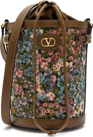 Valentino Floral-jacquard Leather Bucket bag - Multicoloured - One Size