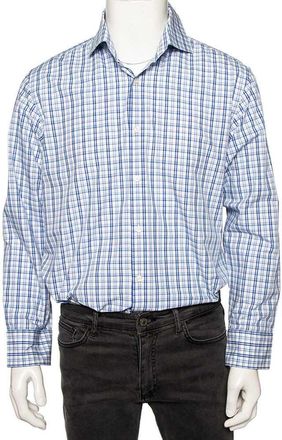 HUGO BOSS Boss By Hugo Boss Blue Checkered Cotton Button Front Regular Fit Shirt
