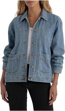 Kut from the Kloth Loretta-Long Sleeve Button Front Jacket Womens Coat Quickly : SM, Cotton/Denim/Spandex