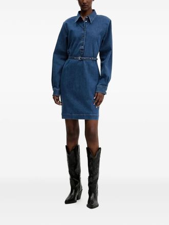 HUGO BOSS Denim blousejurk met ceintuur - Blauw