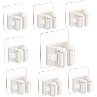 OEM Soporte De Pared Para Escobas, Soporte Autoadhesivo Para Fregonas, 8 Piezas, No Requiere Taladrar, Clip Para Escobas Para Cocina, Ba&ntilde;o, Jard&iacute;n (blanco