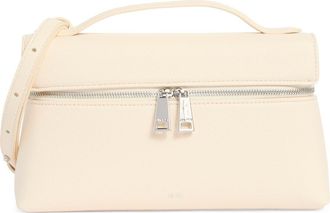 JW PEI Thea Woven Top Carry Handle Crossbody Bag in Grainy Leather White at Nordstrom