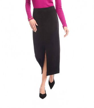 Karen Kane Faux Suede Front Slit Skirt In Black