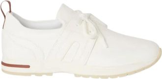 Loro Piana Witte Gebreide Vetersneakers - Dames - Sneakers - Wit - 38 EU - Su&egrave;de - Schoenen