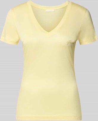 Guess Slim Fit T-Shirt aus reinem Lyocell in GELB, Gr&ouml;&szlig;e XL