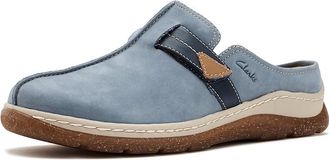 Clarks Orlene Clogs Womens Flat Shoes Denim Blue Nubuck : 5.5 B - Medium, Leather