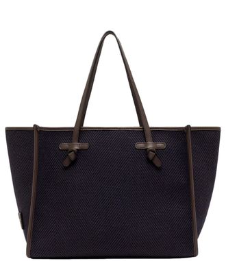 Gianni Chiarini Navy Leather Trim Tote Bag
