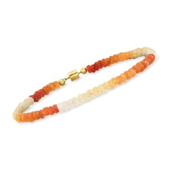 Ross-Simons 3.5-4mm Multicolored Opal Bead Bracelet With 14kt Yellow Gold Magnetic Clasp