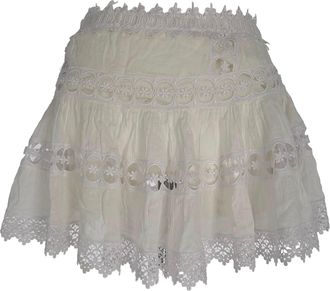 Charo Ruiz Ibiza Charo Ruiz Lace Pattern Mini Skirt in White Ecru Cotton