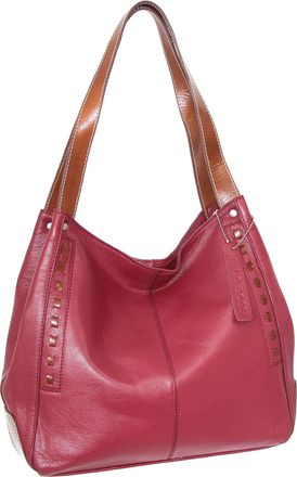 Nino Bossi Whipstitch Leather Satchel in Cabernet