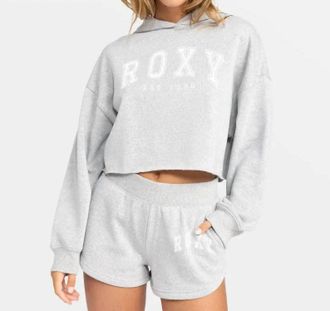 Roxy Afternoon Hike Crop Hoodie In Heritage Heather