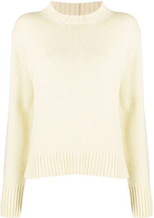 Jil Sander crew-neck jumper - women - Cotton/Cashmere/Polyamide - 40 - Yellow