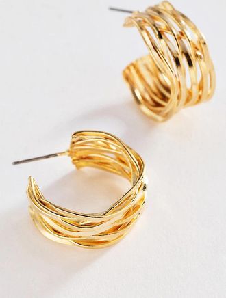Anthropologie Textured Metal Hoop Earrings