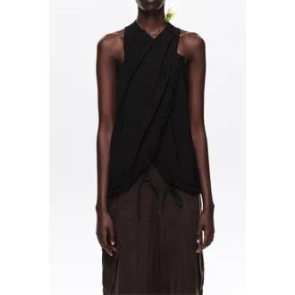 Bimba & Lola Fringed Wrap Top in Black at Nordstrom, Size X-Small