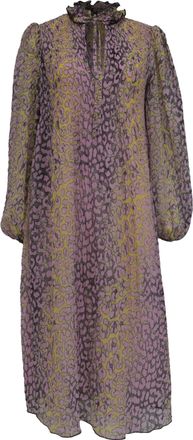 Ganni Ganni Leopard-Print Midi Dress in Multicolor Polyester