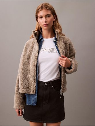 Calvin Klein Jeans Calvin Klein Womens Contrast Script Logo Classic Crewneck T-Shirt - White - XS