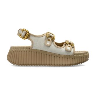Chlo&eacute; Wedges, female, Beige, Size: 10 US Nama Platform Sandals