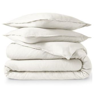 Bare Home 100% Cotton Flannel Duvet Cover & Sham Set in Cream at Nordstrom, Size California King