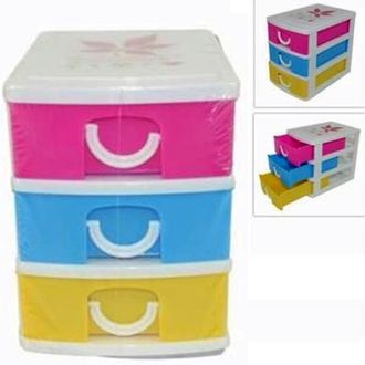 Trade Shop Trade Shop - C&oacute;moda Peque&ntilde;a De 3 Cajones 11,5x13x9cm Piezas Peque&ntilde;as Multiusos Coloreadas