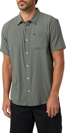 O'Neill Standard Fit TRVLR Perforated Short Sleeve Performance Button-Up Shirt in Dark Olive at Nordstrom, Size Xx-Large