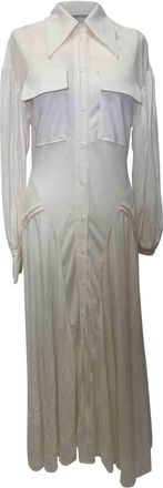 Proenza Schouler Pleated Matte Jersey Shirtdress in White Viscose