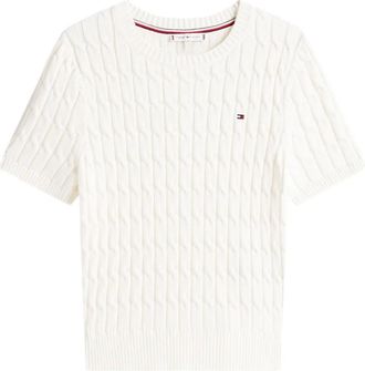 Tommy Hilfiger Kabelgebreid T-shirt met korte mouwen - Beige