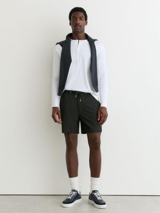 Reiss Dark Green Textured Drawstring Shorts, 38