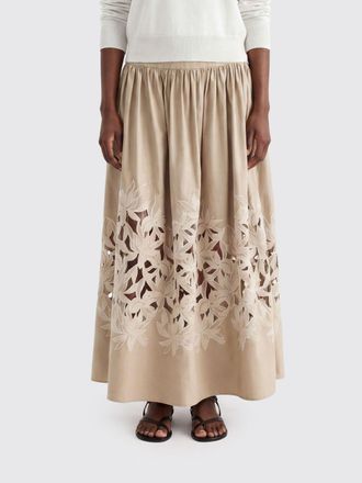 Agnona Embroidered Cotton Skirt