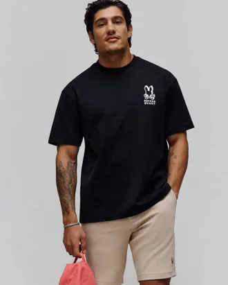 Psycho Bunny Mens Toby Oversized Tee 001 BLACK / XL