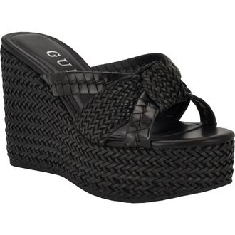 Guess Eveh Platform Wedge Sandal in Black 001 at Nordstrom Rack, Size 5.5