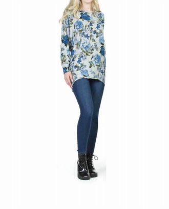 Papillon Batwing Floral Print Sweater In Blue