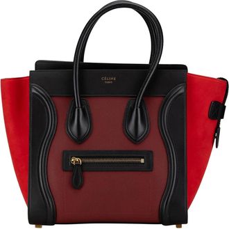 Celine Crossbody Bags - 2015 Micro Tricolor Calfskin Luggage Tote - Gr. unisize - in Rot - für Damen