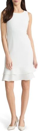 Kasper Tiered Ruffle Hem Sheath Dress in Lily White at Nordstrom, Size 18