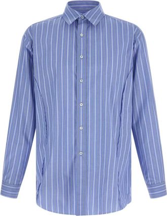 Maison Margiela Casual Shirts, male, Blue, XL, S67Dt0021 Striped Cotton Poplin Shirt