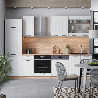 Vicco Mueble De Cocina Fame-line, Blanco Casa De Campo, 300 Cm, Et Antracita, Vicco