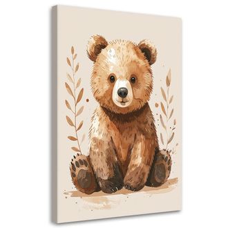 Feeby Cuadro Sobre Lienzo, Oso Peque&ntilde;o Animales Del Bosque, 70x100