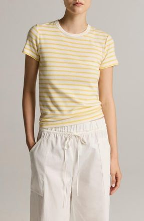 Vince Shrunken 90s Stripe Tee in Limone Combo at Nordstrom, Size X-Small