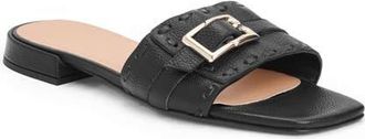 Bruno Magli Bellini Buckle Strap Slide Sandal in Black Tumbled at Nordstrom, Size 10.5